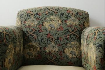 中古　美品　DREXEL HERITAGE(ドレクセルヘリテイジ)　個性の光るファブリックがステキな1人掛けソファ(一人掛けソファ、アームチェア)(R-057055)