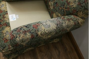 中古　美品　DREXEL HERITAGE(ドレクセルヘリテイジ)　個性の光るファブリックがステキな1人掛けソファ(一人掛けソファ、アームチェア)(R-057055)