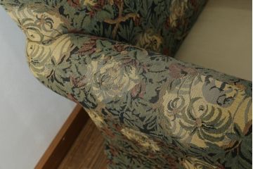 中古　美品　DREXEL HERITAGE(ドレクセルヘリテイジ)　個性の光るファブリックがステキな1人掛けソファ(一人掛けソファ、アームチェア)(R-057055)