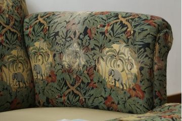 中古　美品　DREXEL HERITAGE(ドレクセルヘリテイジ)　個性の光るファブリックがステキな1人掛けソファ(一人掛けソファ、アームチェア)(R-057055)