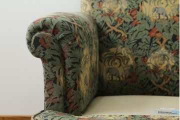 中古　美品　DREXEL HERITAGE(ドレクセルヘリテイジ)　個性の光るファブリックがステキな1人掛けソファ(一人掛けソファ、アームチェア)(R-057055)