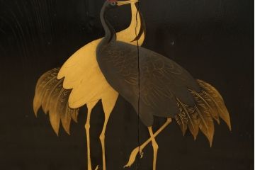 激レア!特注品　縁起物　おかめの漆絵が描かれた総欅材製の庄内小箪笥(掛硯型、懸硯型、船箪笥、帳場箪笥、おたふく、小引き出し、たんす、タンス、アンティーク)(R-057060)