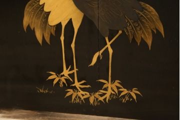 激レア!特注品　縁起物　おかめの漆絵が描かれた総欅材製の庄内小箪笥(掛硯型、懸硯型、船箪笥、帳場箪笥、おたふく、小引き出し、たんす、タンス、アンティーク)(R-057060)