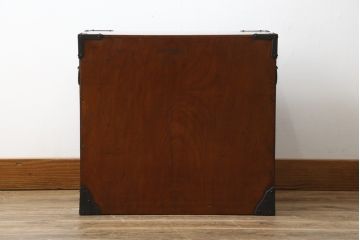 激レア!特注品　縁起物　おかめの漆絵が描かれた総欅材製の庄内小箪笥(掛硯型、懸硯型、船箪笥、帳場箪笥、おたふく、小引き出し、たんす、タンス、アンティーク)(R-057060)