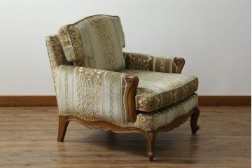 中古　DREXEL HERITAGE(ドレクセルヘリテイジ)　 Upholstery(アップホルスタリー)　クラシカルな佇まいの1人掛けソファ(アームチェア、一人掛け、1P)(R-057071)