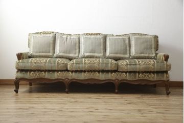 中古　美品　DREXEL HERITAGE(ドレクセルヘリテイジ)　 Upholstery(アップホルスタリー)　エレガントな空間を演出するクッション付き3人掛けソファ(三人掛け、3P)(R-057073)