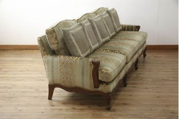 中古　美品　DREXEL HERITAGE(ドレクセルヘリテイジ)　 Upholstery(アップホルスタリー)　エレガントな空間を演出するクッション付き3人掛けソファ(三人掛け、3P)(R-057073)