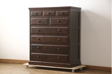 中古　北海道民芸家具　HM533　和洋のインテリアに合わせやすいチェスト(タンス、整理箪笥、引き出し)(定価約25万円)(R-057078)
