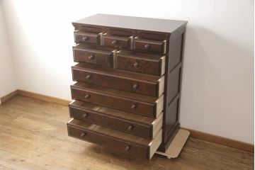 中古　北海道民芸家具　HM533　和洋のインテリアに合わせやすいチェスト(タンス、整理箪笥、引き出し)(定価約25万円)(R-057078)