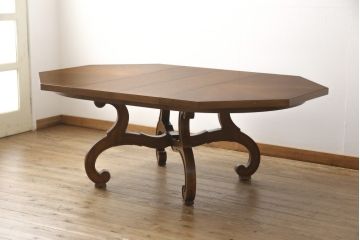 中古　DREXEL HERITAGE(ドレクセルヘリテイジ)　ESPERANTO(エスペラント)　おしゃれな八角形天板のエクステンションテーブル(ダイニングテーブル、4人掛け、6人掛け)(定価約61万円)(R-057081)
