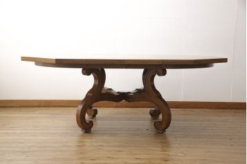 中古　DREXEL HERITAGE(ドレクセルヘリテイジ)　ESPERANTO(エスペラント)　おしゃれな八角形天板のエクステンションテーブル(ダイニングテーブル、4人掛け、6人掛け)(定価約61万円)(R-057081)