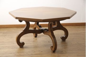 中古　DREXEL HERITAGE(ドレクセルヘリテイジ)　ESPERANTO(エスペラント)　おしゃれな八角形天板のエクステンションテーブル(ダイニングテーブル、4人掛け、6人掛け)(定価約61万円)(R-057081)