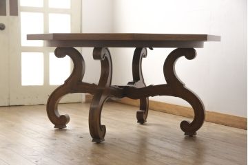 中古　DREXEL HERITAGE(ドレクセルヘリテイジ)　ESPERANTO(エスペラント)　おしゃれな八角形天板のエクステンションテーブル(ダイニングテーブル、4人掛け、6人掛け)(定価約61万円)(R-057081)