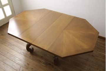 中古　DREXEL HERITAGE(ドレクセルヘリテイジ)　ESPERANTO(エスペラント)　おしゃれな八角形天板のエクステンションテーブル(ダイニングテーブル、4人掛け、6人掛け)(定価約61万円)(R-057081)