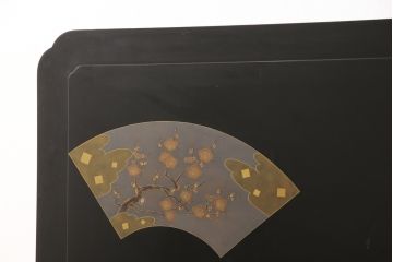 ビンテージ　輪島塗り　美しい扇の蒔絵が印象的な衝立て(仕切り、パーテーション、つい立て、ヴィンテージ)(R-057091)