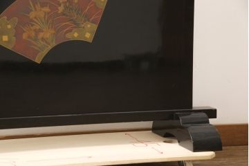 ビンテージ　輪島塗り　美しい扇の蒔絵が印象的な衝立て(仕切り、パーテーション、つい立て、ヴィンテージ)(R-057091)