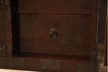 和製アンティーク　極上!美品　前板栗材　極めて漆のキレイな米沢箪笥ローボード(ローチェスト、和タンス、衣装たんす、時代箪笥)(R-057096)