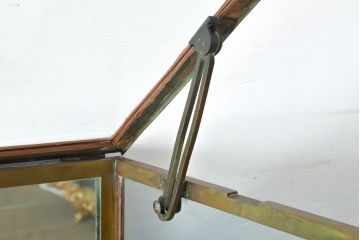 フランスアンティーク　真鍮枠　お洒落なディスプレイが叶う脚付きガラスケース(ショーケース、陳列棚)(R-057117)