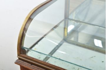 フランスアンティーク　真鍮枠　お洒落なディスプレイが叶う脚付きガラスケース(ショーケース、陳列棚)(R-057117)
