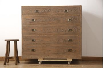 中古　美品　伝統工芸士　中村悟作　焼桐仕上げのモダンなデザインが魅力!和モダンな空間づくりに活躍する紀州箪笥(胴厚、総桐箪笥、総桐たんす、引き出し、サイドチェスト)(R-057134)