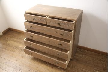 中古　美品　伝統工芸士　中村悟作　焼桐仕上げのモダンなデザインが魅力!和モダンな空間づくりに活躍する紀州箪笥(胴厚、総桐箪笥、総桐たんす、引き出し、サイドチェスト)(R-057134)