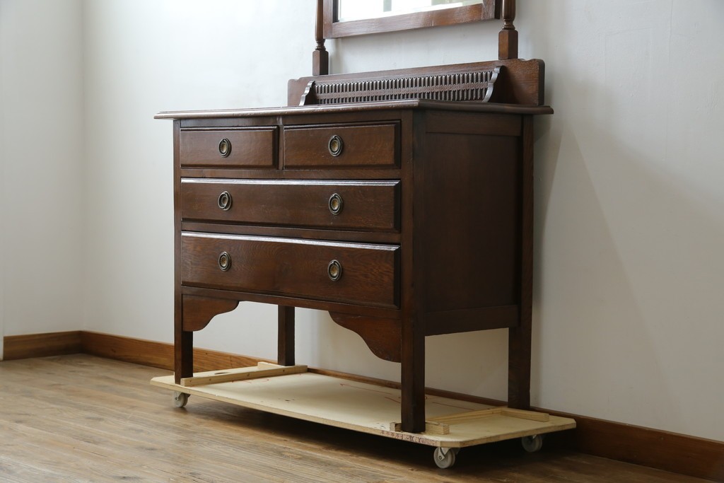 イギリスアンティーク　オーク材　ドレッシングチェスト　(R-057138)