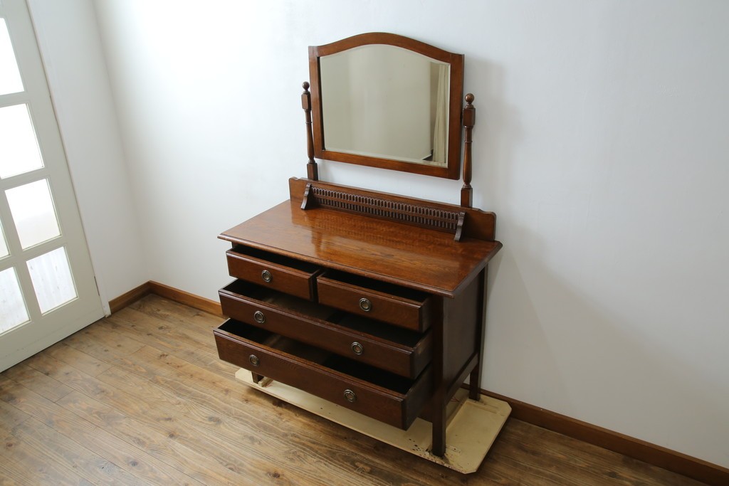 イギリスアンティーク　オーク材　ドレッシングチェスト　(R-057138)