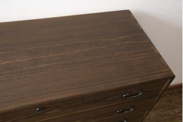 中古　美品　伝統工芸品　田中家具製作所　伝統工芸士　桐匠 稔光作　初音の総桐箪笥　渋い色味が魅力的な大阪泉州桐箪笥(総桐箪笥、総桐たんす、引き出し、サイドチェスト、衣装タンス)(定価約150万円)(R-057140)