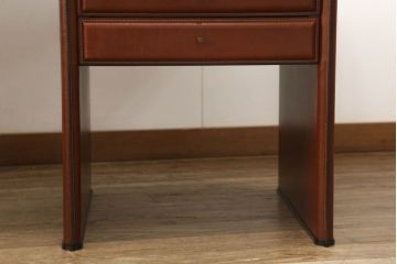 中古　美品　希少!イタリア高級家具　すべて本革張りの贅沢な作り!デスクとチェアのセット(レザー、机、椅子、イス)(R-057144)