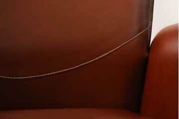 中古　美品　希少!イタリア高級家具　すべて本革張りの贅沢な作り!デスクとチェアのセット(レザー、机、椅子、イス)(R-057144)