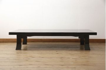 中古　伝統工芸家具　輪島塗り　繊細な沈金の意匠が美しい座卓(ローテーブル、センターテーブル)(R-057145)