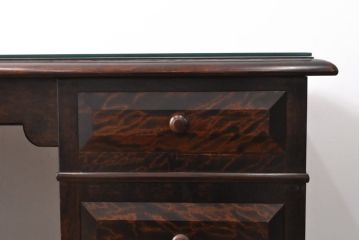 中古　美品　松本民芸家具　重厚でクラシックなデザインがステキなM型両袖机(両袖デスク、ワークデスク)(定価約72万円)(R-057146)