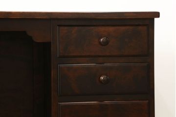 中古　美品　カバ材　北の匠　山室家具製作所　どっしりとしたデザインがステキな両袖机(両袖デスク、ワークデスク)(定価約37万円)(R-057147)