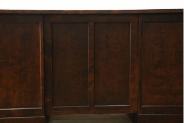 中古　美品　カバ材　北の匠　山室家具製作所　どっしりとしたデザインがステキな両袖机(両袖デスク、ワークデスク)(定価約37万円)(R-057147)