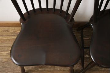 中古　美品　松本民芸家具　フープバックの背もたれがおしゃれな#72型・リーチチェア2脚セット(ダイニングチェア、ウィンザーチェア、ウインザーチェア)(R-057148)