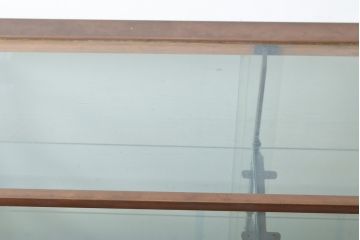 フランスアンティーク　オーク材・真鍮枠　コレクションのディスプレイにおすすめ!薄型で取り入れやすいRガラスショーケース(ガラスケース、陳列棚、曲げガラス)(R-057177)