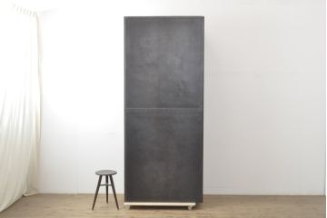 ヨーロッパアンティーク　超希少!　シャッター扉(蛇腹扉)がおしゃれ!メンズライクスタイルの空間づくりにおすすめの特大アイアンキャビネット(ラック、収納棚、本棚、書庫、キャビネット、店舗什器)(R-057178)