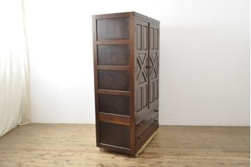 中古　美品　松本民芸家具　シックで品のある雰囲気が魅力的なD型洋服タンス(ワードローブ、チェスト、衣装箪笥、洋服タンス)(定価約60万円)(R-057181)