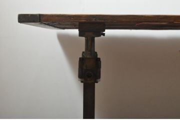フランスアンティーク　パイン材　特大!インダストリアルな空間づくりにおすすめの鉄脚テーブル(作業台、アイアンレッグワークデスク、在宅ワーク、在宅用)(R-057182)