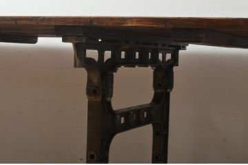 フランスアンティーク　パイン材　特大!インダストリアルな空間づくりにおすすめの鉄脚テーブル(作業台、アイアンレッグワークデスク、在宅ワーク、在宅用)(R-057182)