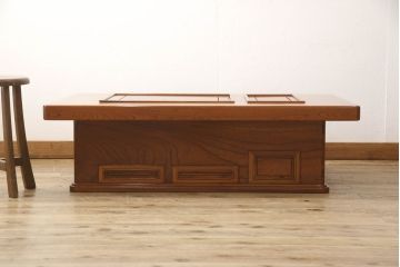 中古　美品　上手物　総ケヤキ(欅)材　上質な和の空間づくりに取り入れたい関西火鉢(囲炉裏、長火鉢、ローテーブル)(R-057183)