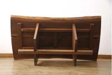 中古　美品　ジョージナカシマ(桜製作所)　MINGUREN DINING(ミングレンダイニング)　美しい木目とどっしりとした佇まいが魅力的なダイニングテーブル(ジョージ・ナカシマ)(定価約120万円)(R-057187)