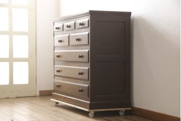中古　北海道民芸家具　上品な佇まいが魅力的なチェスト(整理タンス、収納タンス、衣装タンス、引き出し)(R-057203)