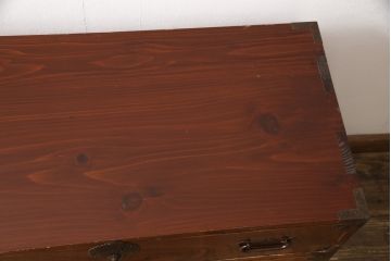 和製アンティーク　美品　前面ケヤキ(欅)材　漆の綺麗な庄内箪笥ローボード(ローチェスト、引き出し、衣装タンス、和箪笥)(R-057206)