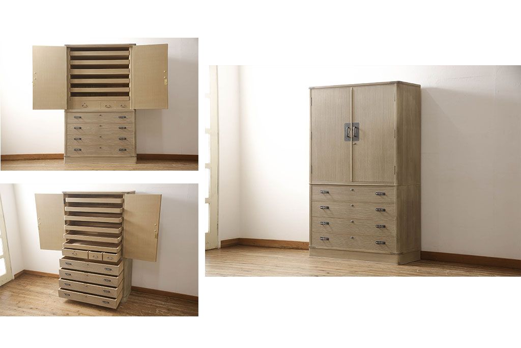 中古　美品　国産手造り家具　凛とした佇まいが魅力的な総桐箪笥(胴丸、桐たんす、収納箪笥、衣装タンス、和タンス、バラ売り可能)(R-057244)