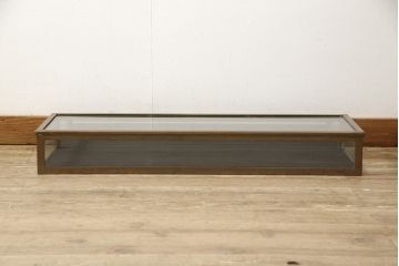 フランスアンティーク　直線的なフォルムがスタイリッシュなガラス卓上ショーケース(ガラスケース、店舗什器)(R-057256)