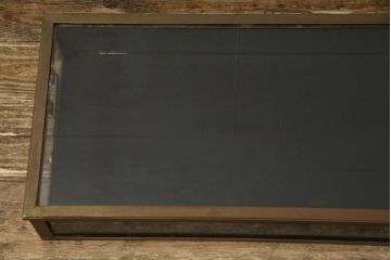 フランスアンティーク　直線的なフォルムがスタイリッシュなガラス卓上ショーケース(ガラスケース、店舗什器)(R-057256)