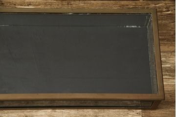 フランスアンティーク　直線的なフォルムがスタイリッシュなガラス卓上ショーケース(ガラスケース、店舗什器)(R-057256)