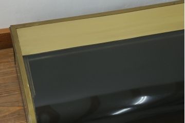フランスアンティーク　激レアデザイン!　真鍮枠　ディスプレイにおすすめ!背面鏡張りのRガラス卓上ショーケース(ガラスケース、陳列棚、店舗什器、曲げガラス)(R-057258)