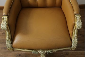 中古　SILIK(シリック)　本革と細やかな彫刻が高級感あふれるデスクチェア(定価約90万円)(アームチェア)(R-057259)